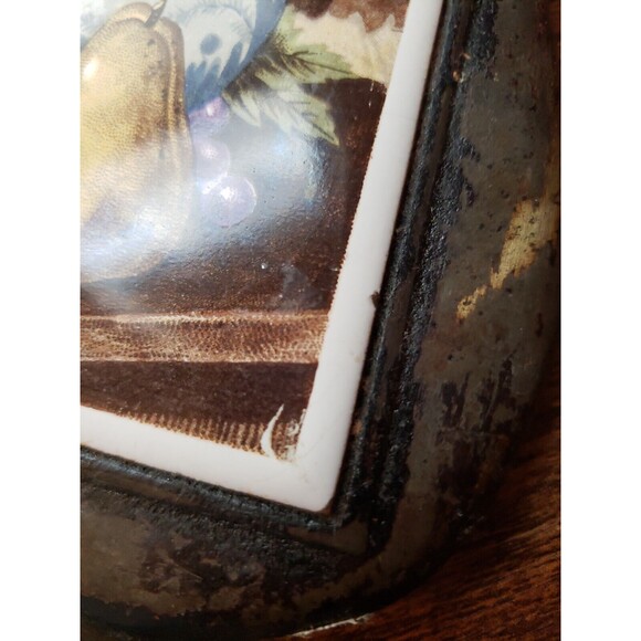 Vintage Cast Iron & Tile Trivet Cherry Made in Japan Teapot Fruit Still Life - Picture 5 of 11